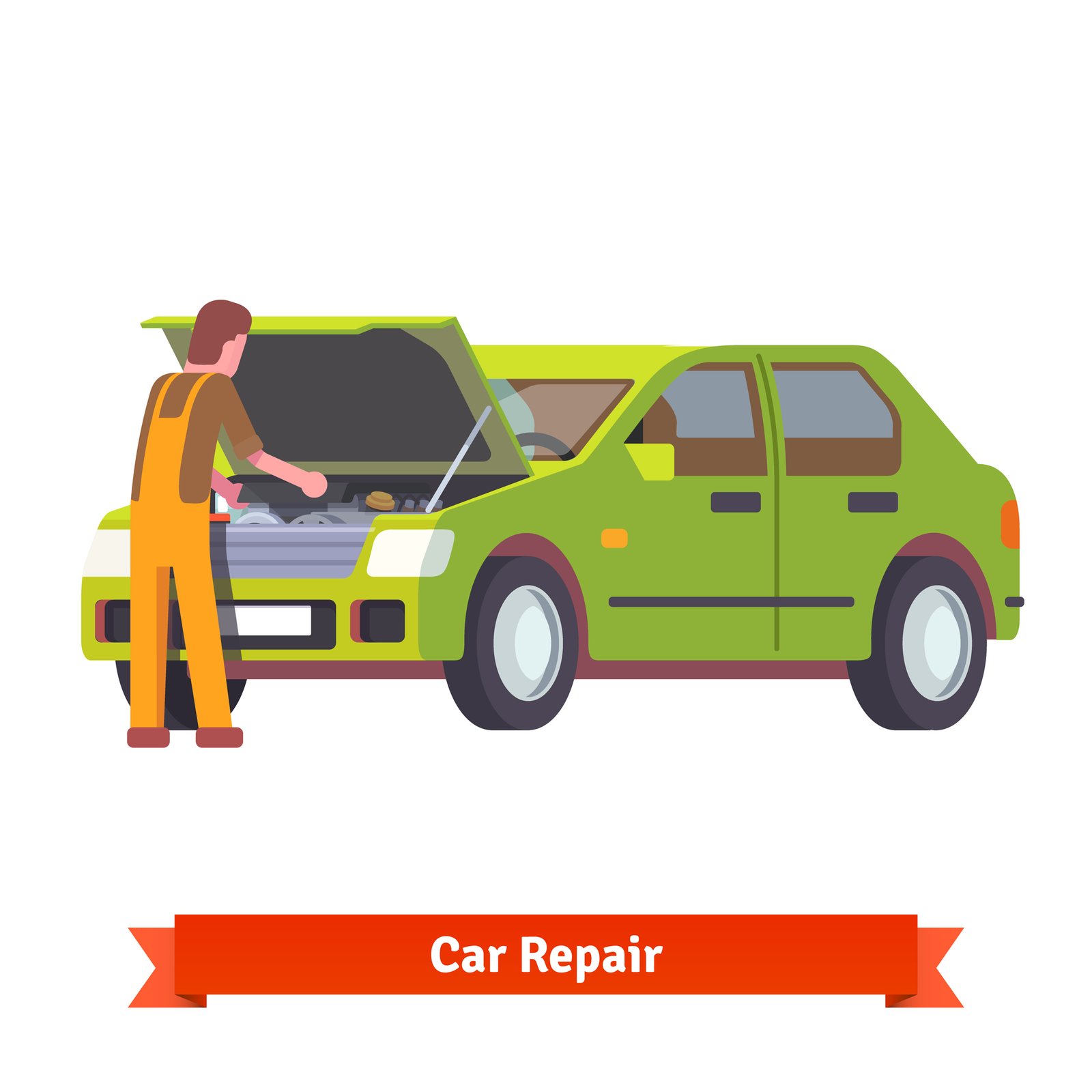 Home car mechanic checking engine at car service